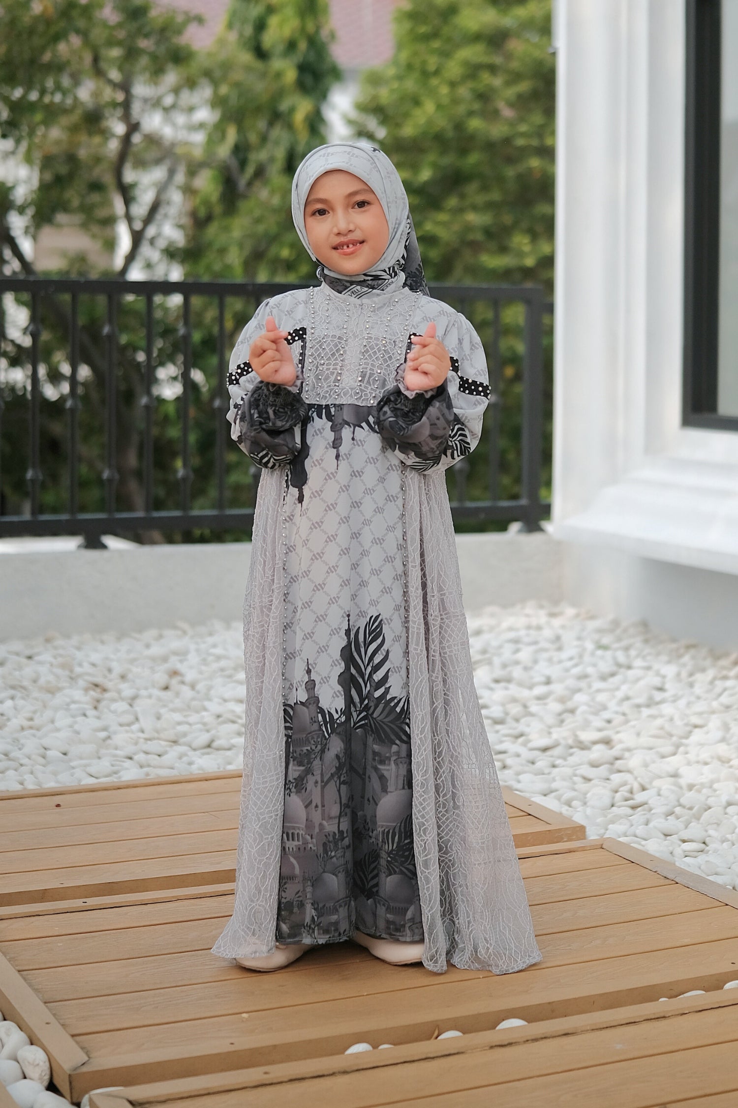 MAYESHA KIDS DRESS - GREY