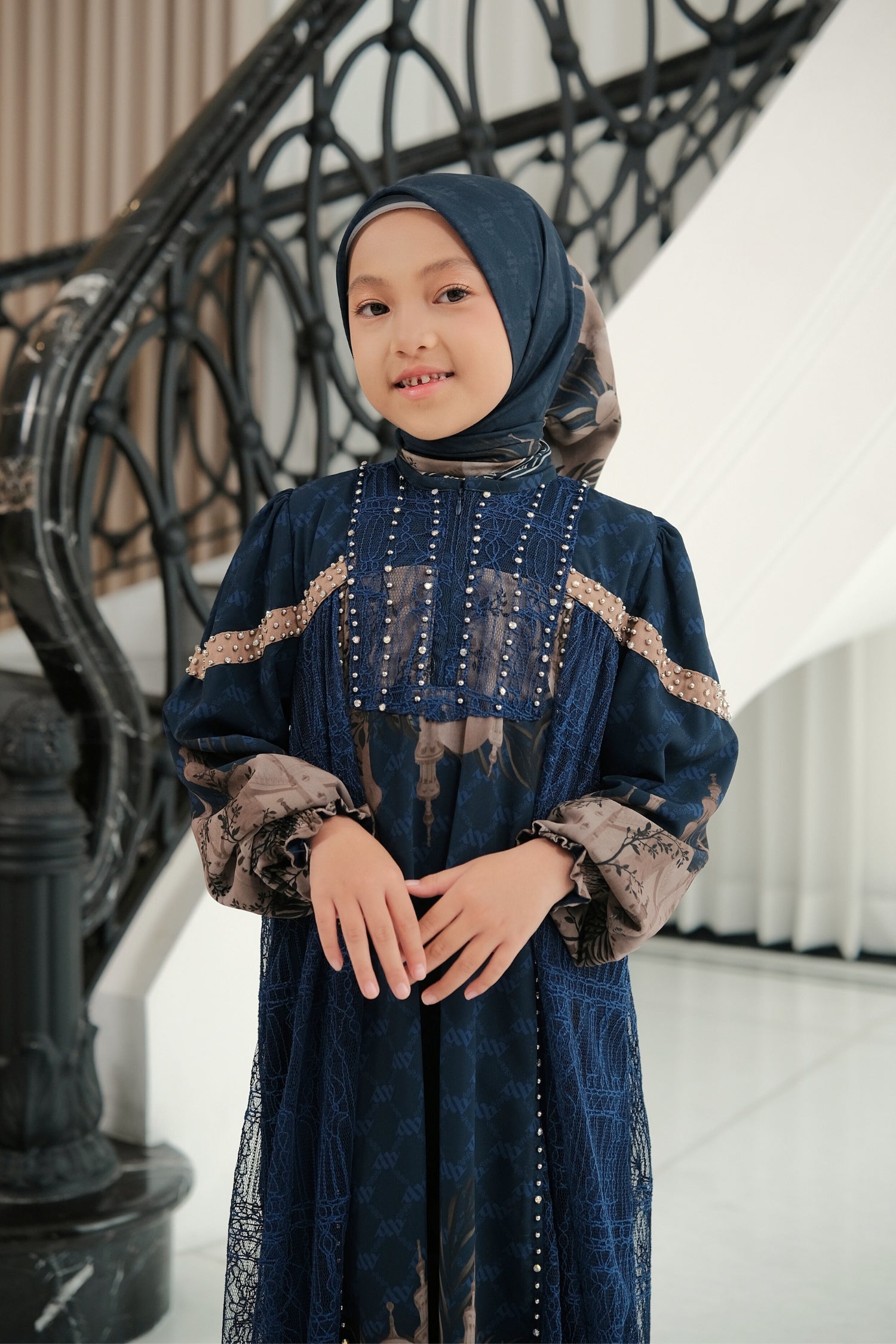 MAYESHA KIDS DRESS - NAVY