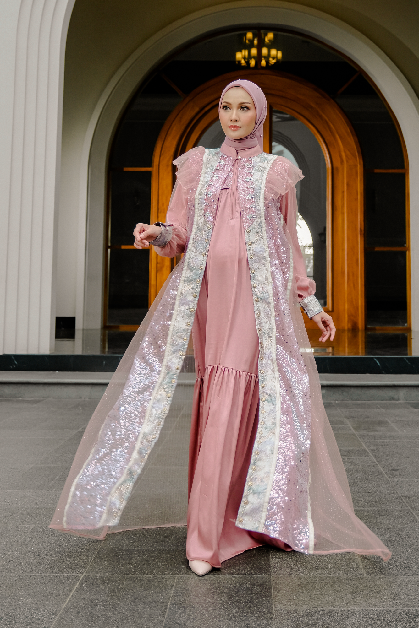 SHARADIVA AYARAA DRESS - DUSTYPINK