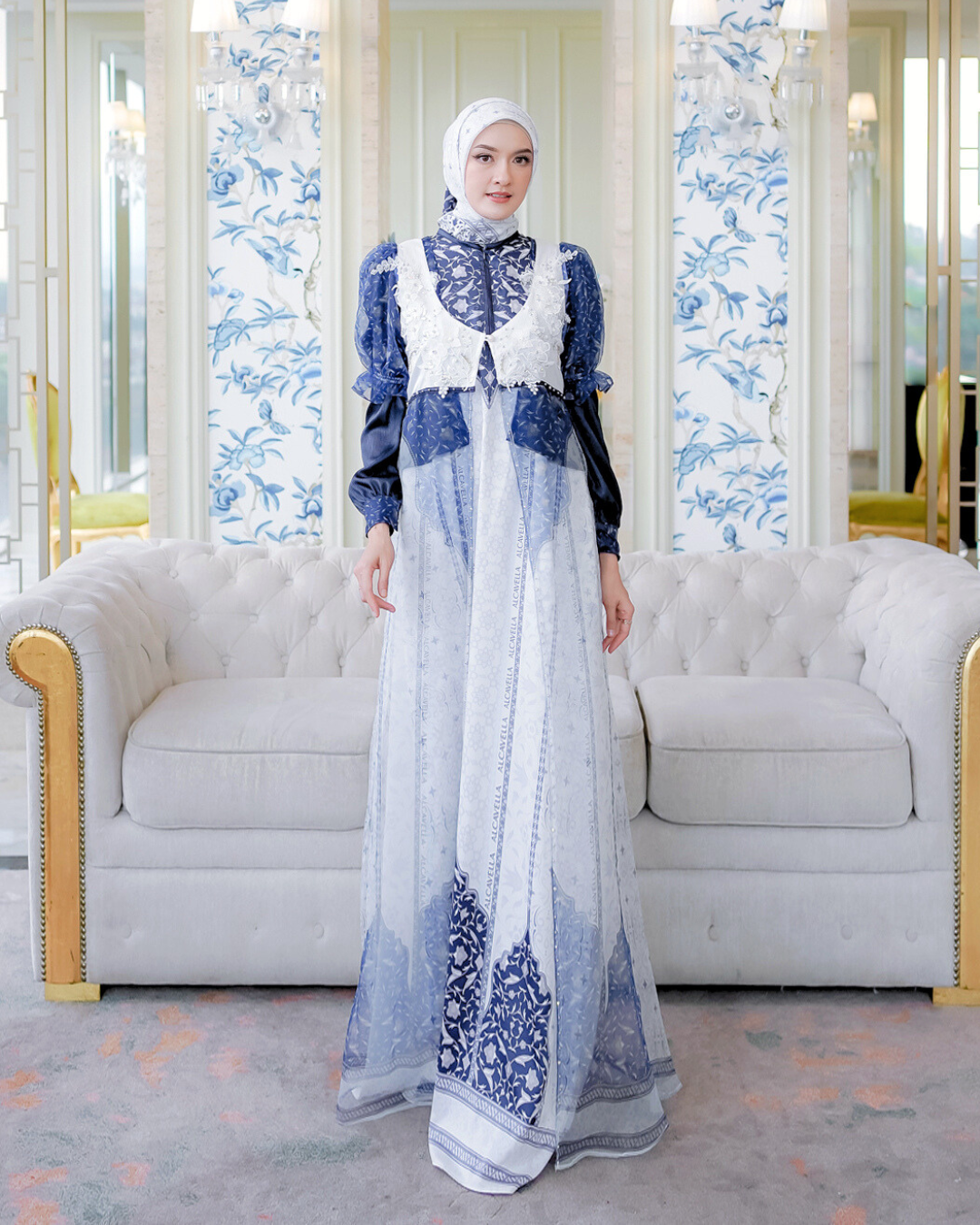 ZYANA DRESS - WHITEBLUE