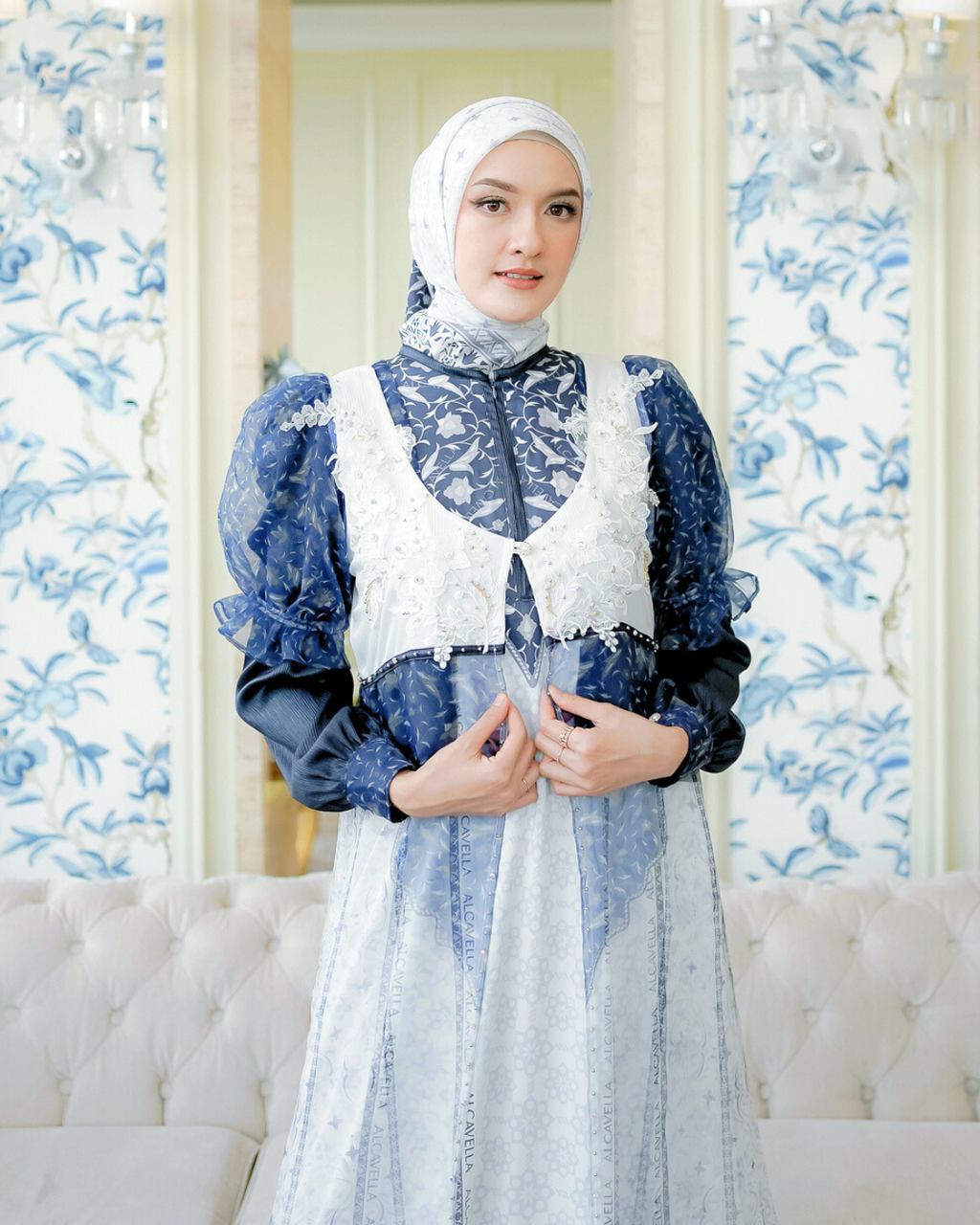 ZYANA DRESS - WHITEBLUE