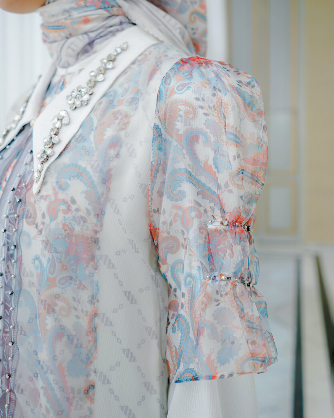 ZAURA DRESS - WHITEBLUE