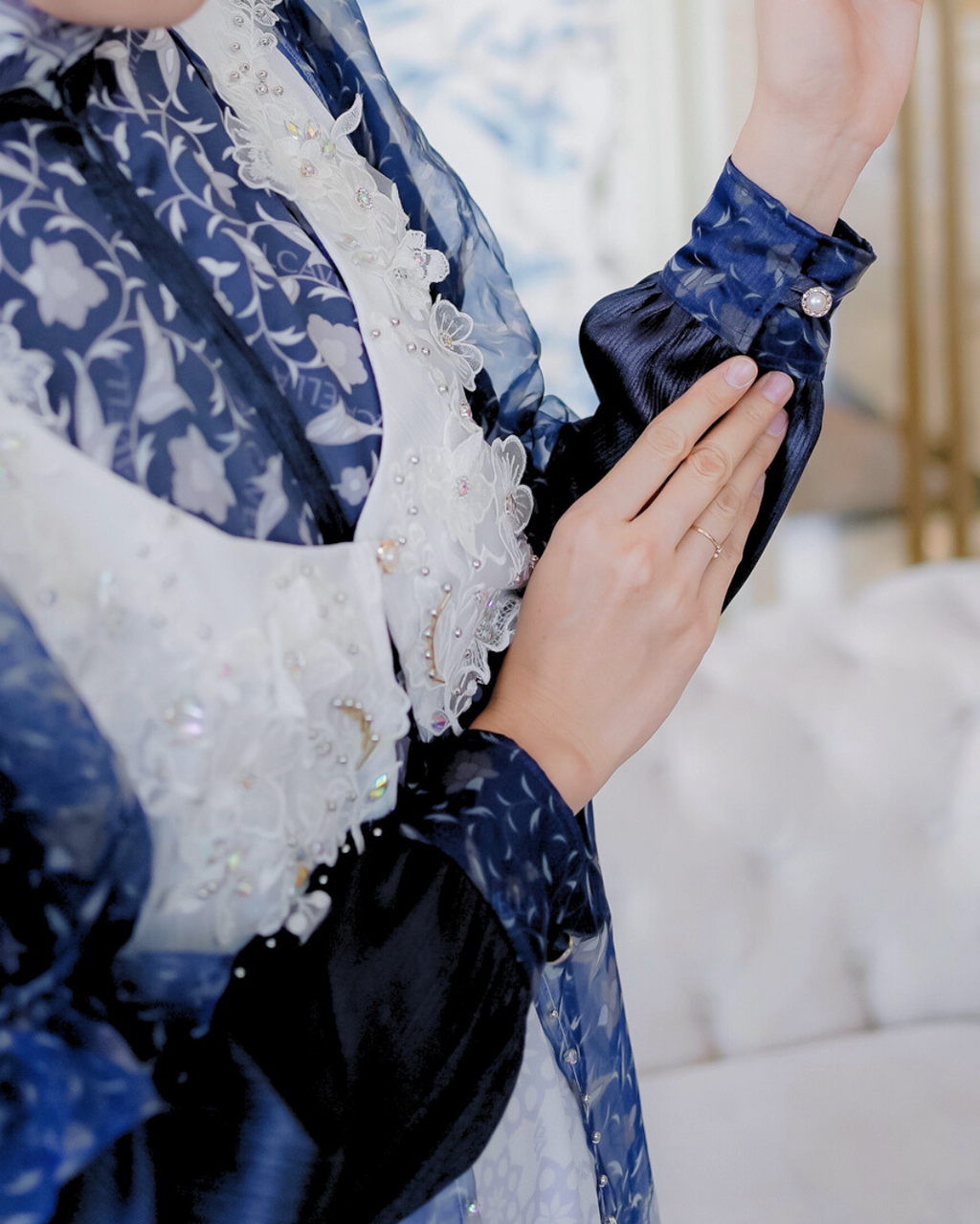 ZYANA DRESS - WHITEBLUE