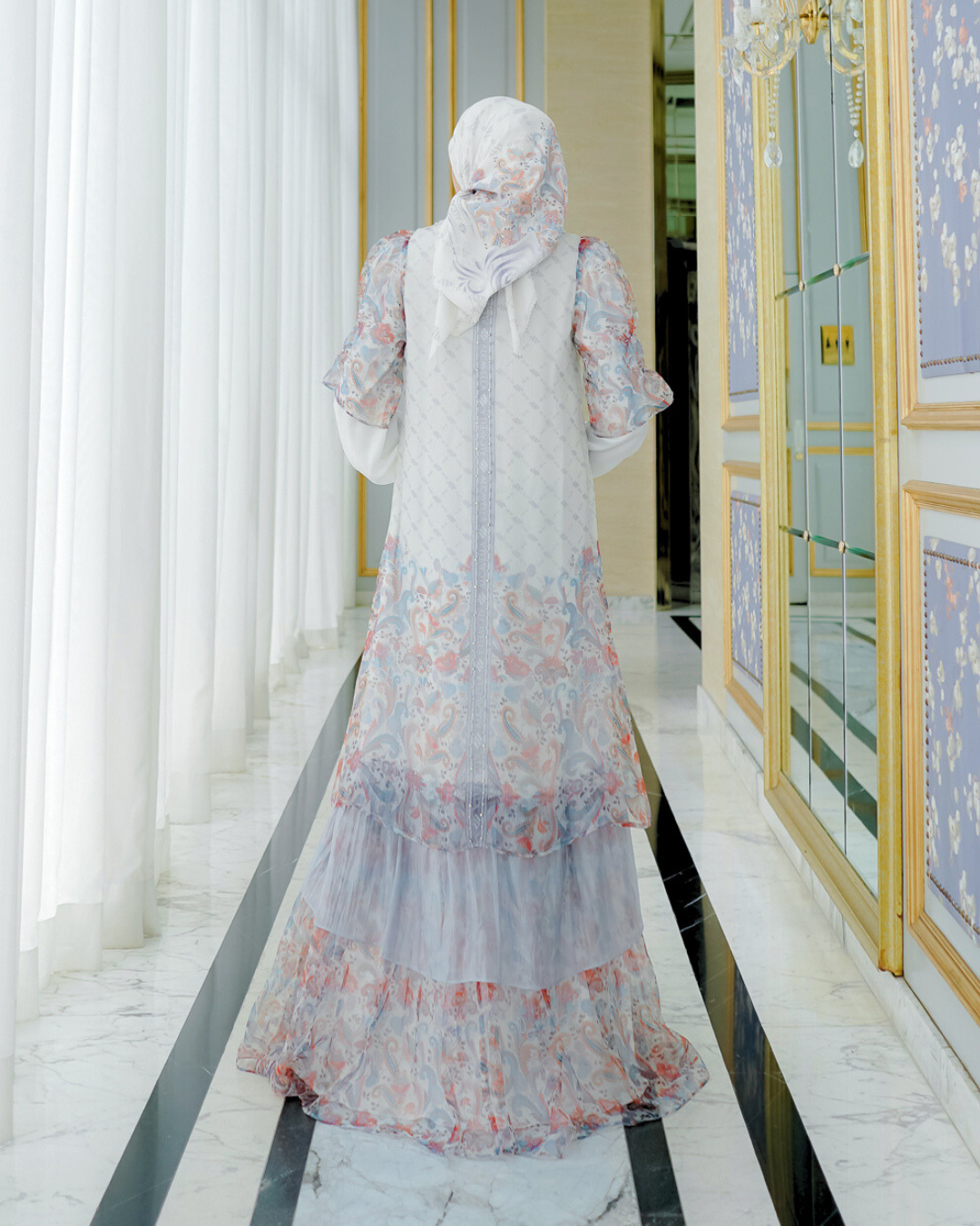 ZAURA DRESS - WHITEBLUE
