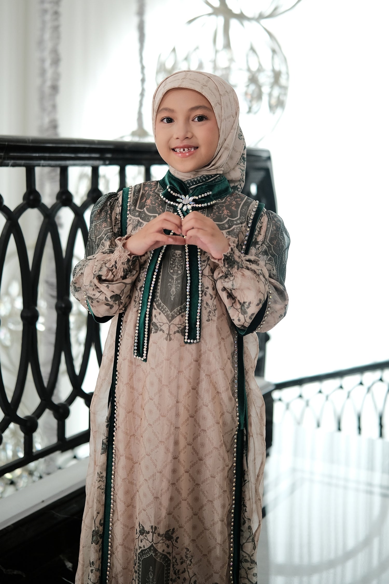 ZANEERA KIDS DRESS - EMERALDCREAM