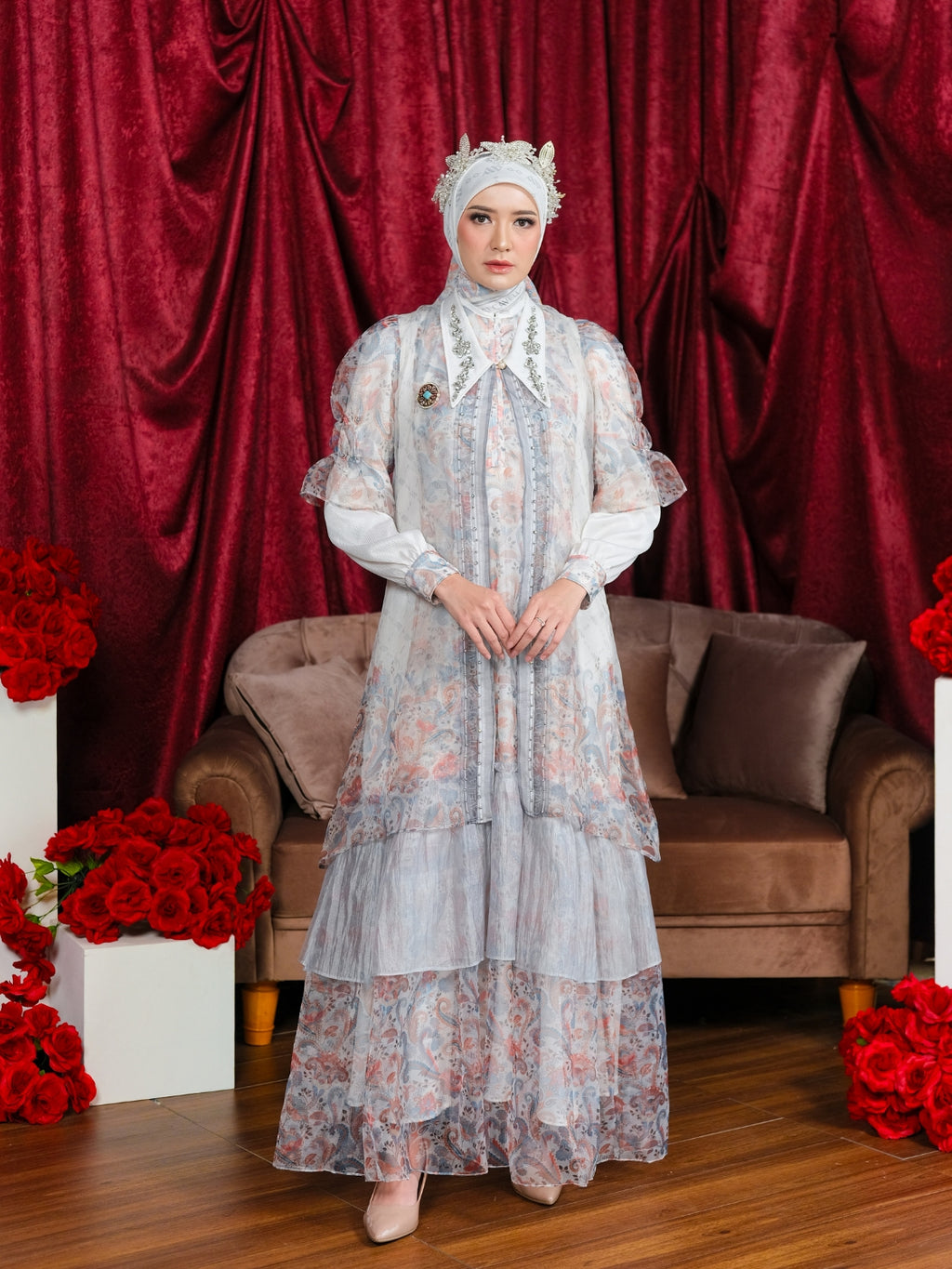 ZAURA DRESS - WHITEBLUE