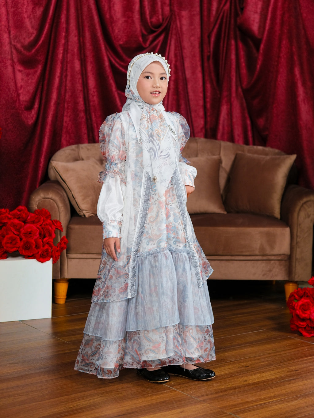 ZAURA KIDS DRESS - WHITEBLUE