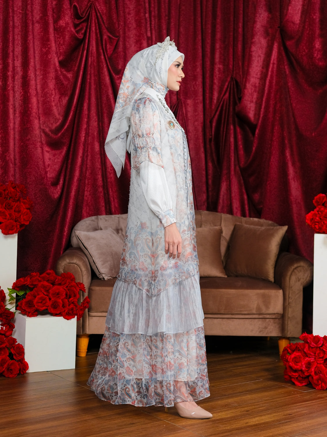 ZAURA DRESS - WHITEBLUE
