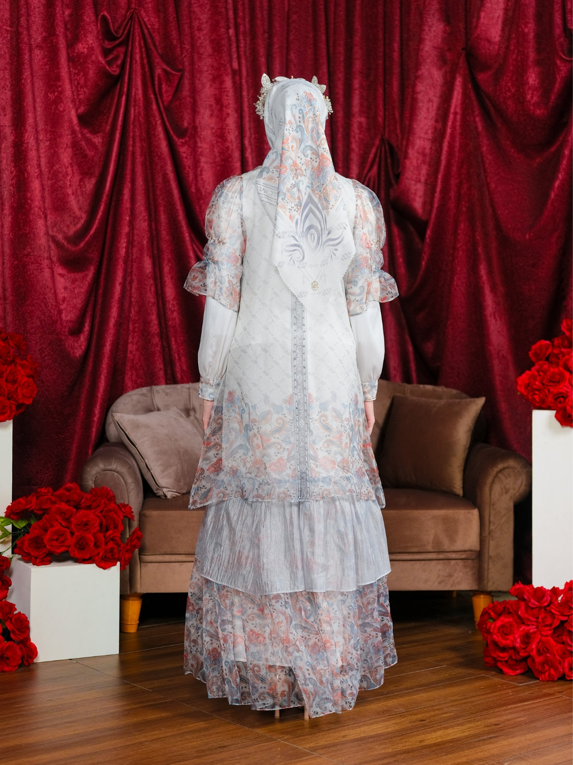 ZAURA DRESS - WHITEBLUE
