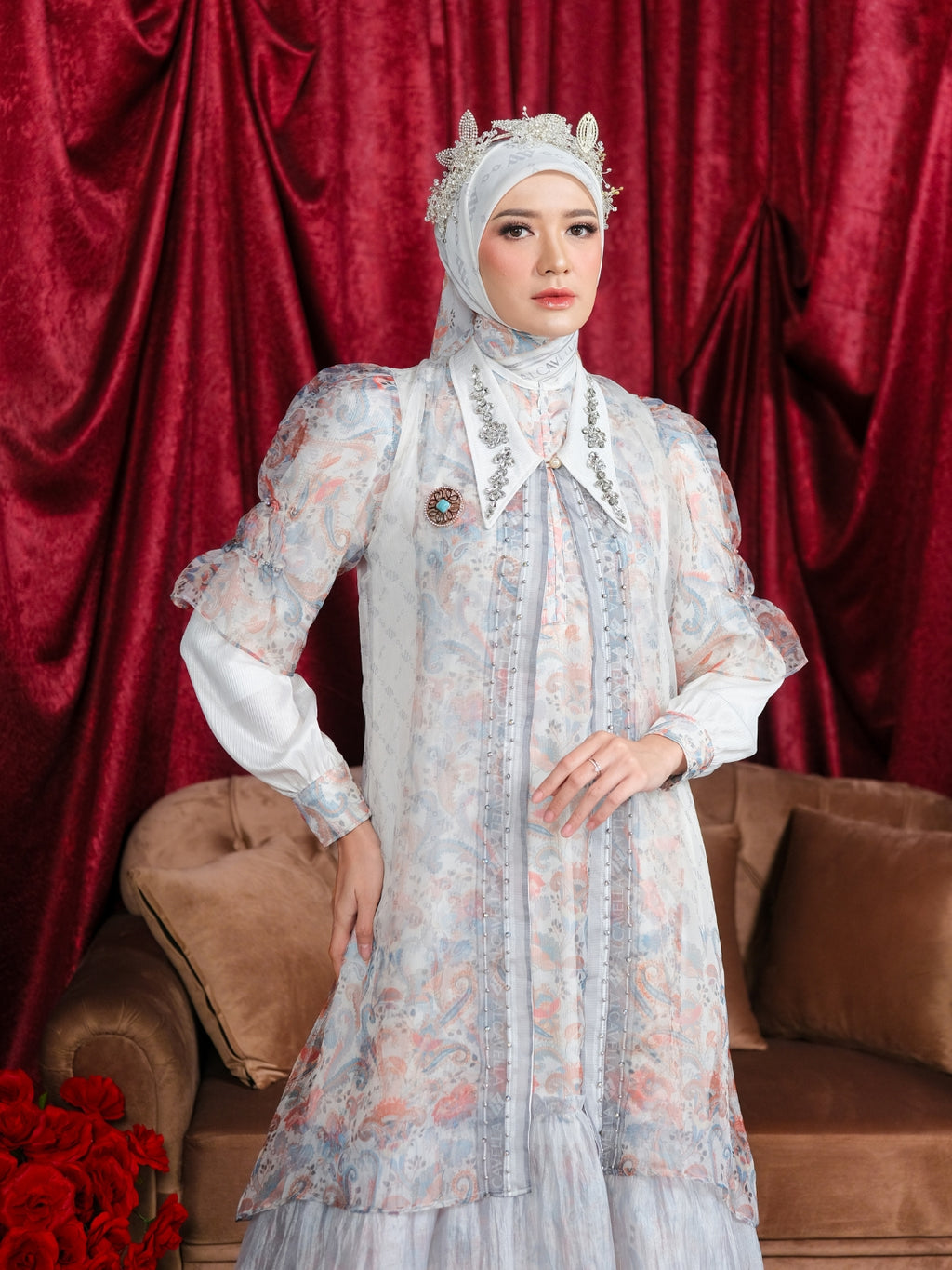 ZAURA DRESS - WHITEBLUE