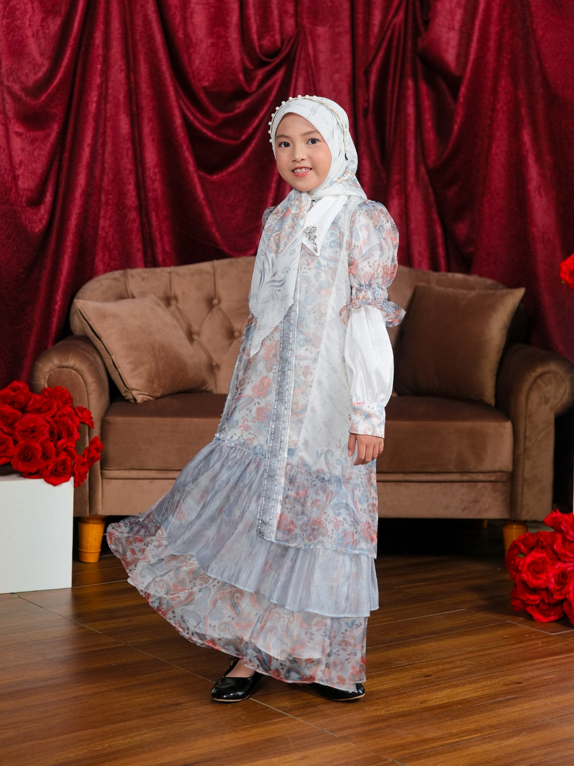 ZAURA KIDS DRESS - WHITEBLUE