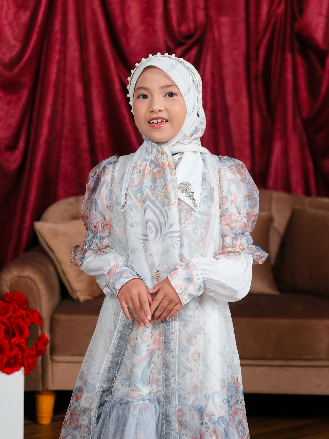ZAURA KIDS DRESS - WHITEBLUE
