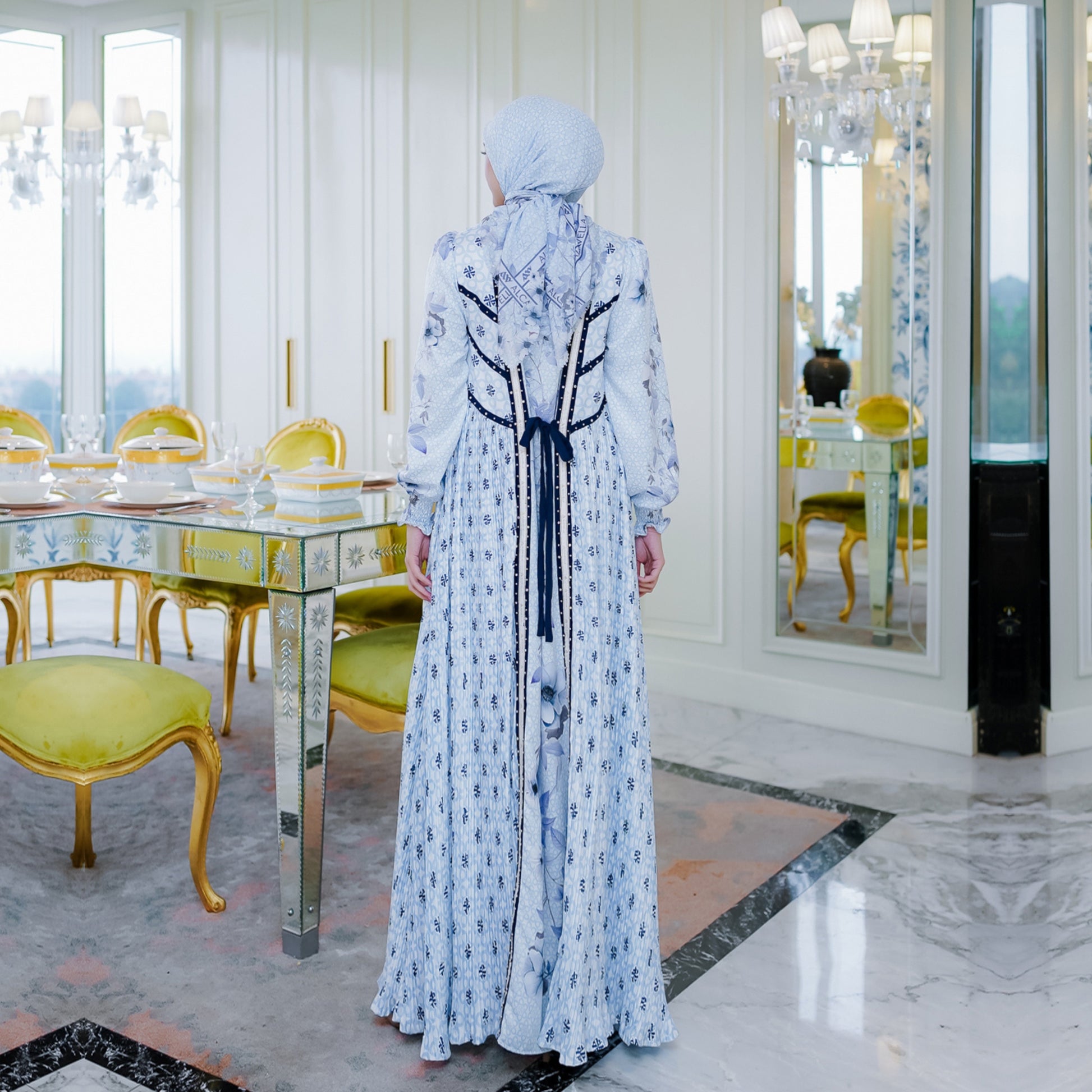 ZEPHYRA DRESS - WHITEBLUE