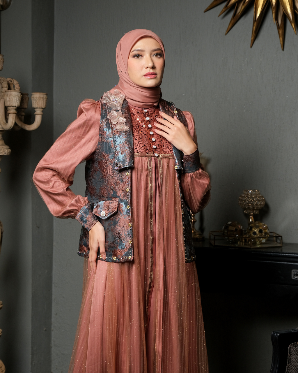 SHARADIVA DRESS - BROWN