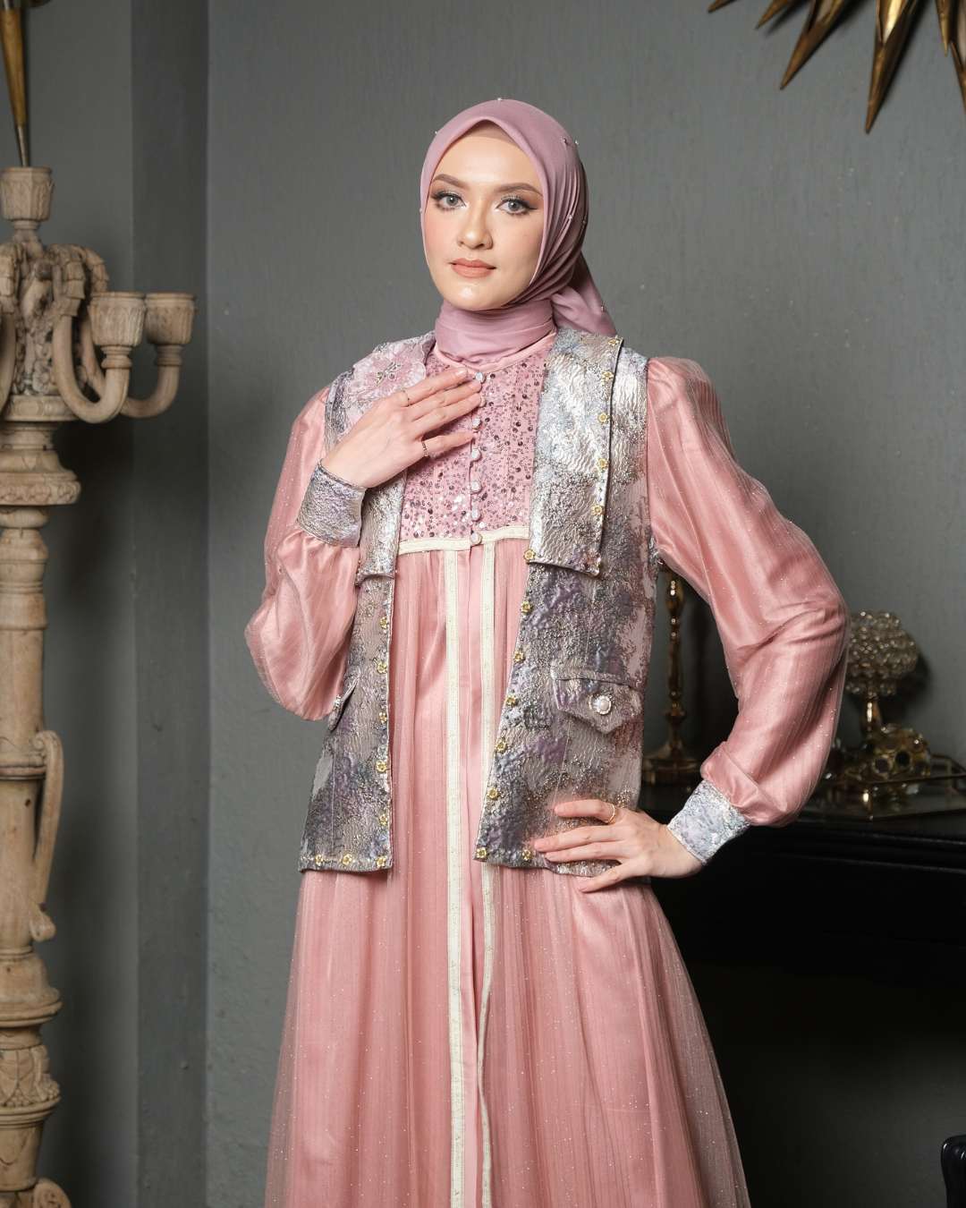 SHARADIVA DRESS - DUSTY PINK