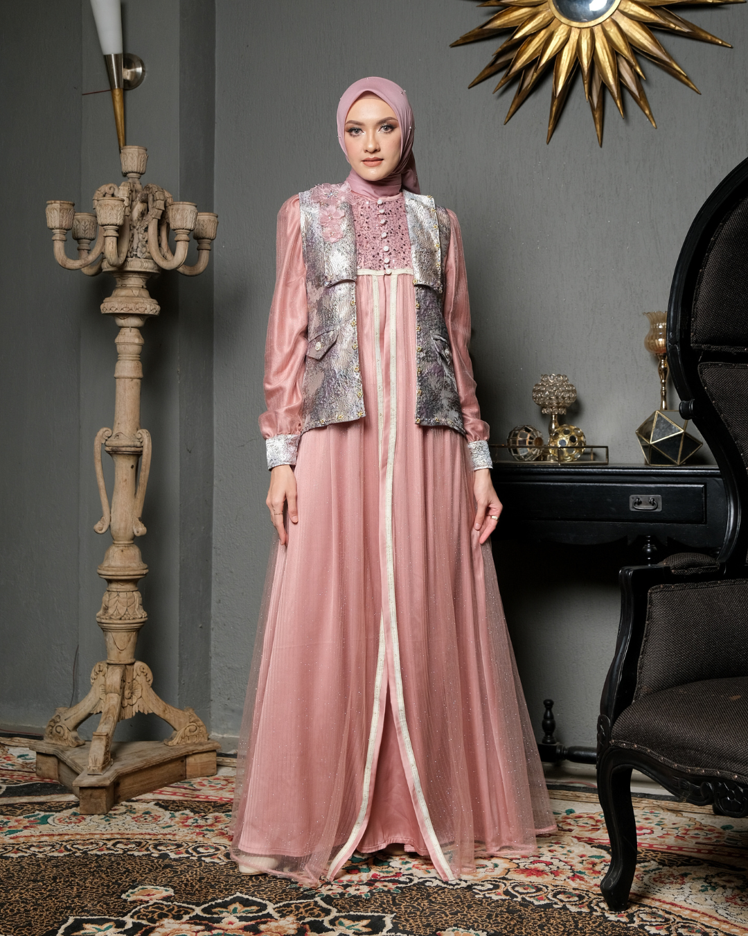 SHARADIVA DRESS - DUSTY PINK