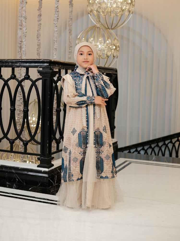 ZYPHARA DRESS KIDS - OCEAN CREAM