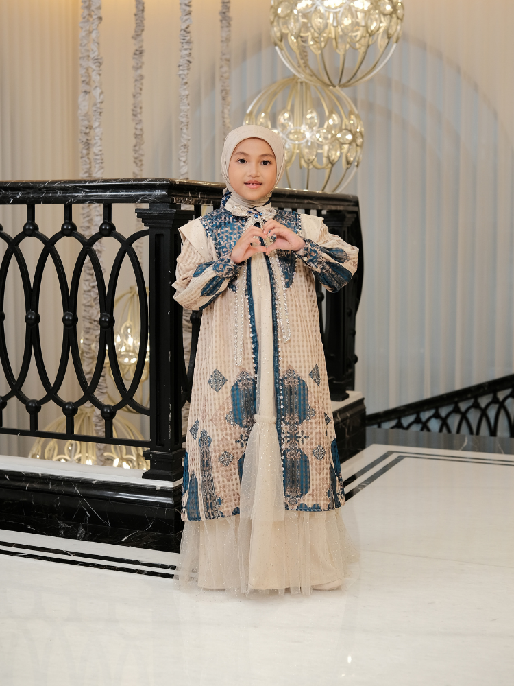 ZYPHARA DRESS KIDS - OCEAN CREAM