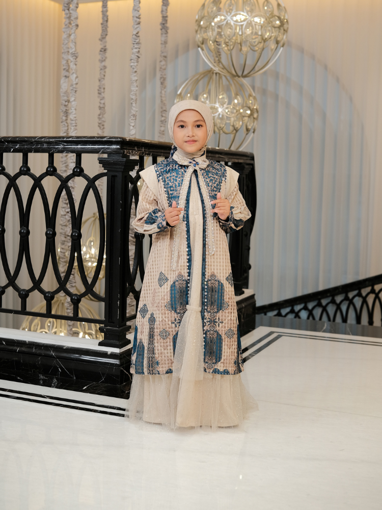 ZYPHARA DRESS KIDS - OCEAN CREAM