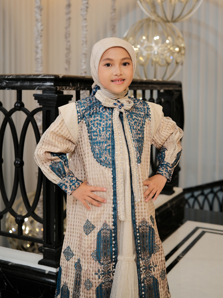 ZYPHARA DRESS KIDS - OCEAN CREAM