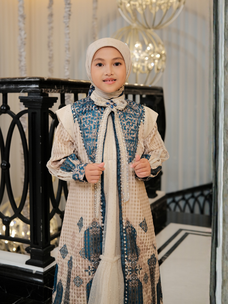 ZYPHARA DRESS KIDS - OCEAN CREAM